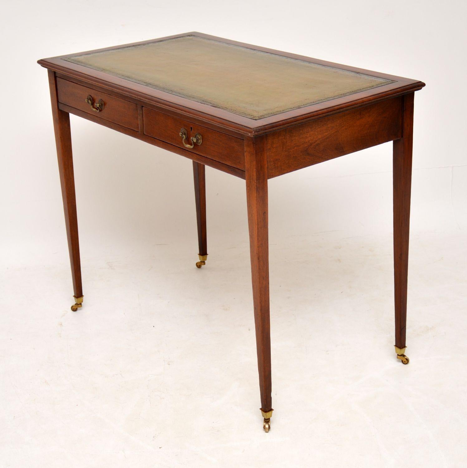 Antique Mahogany Leather Top Writing Table Desk 3
