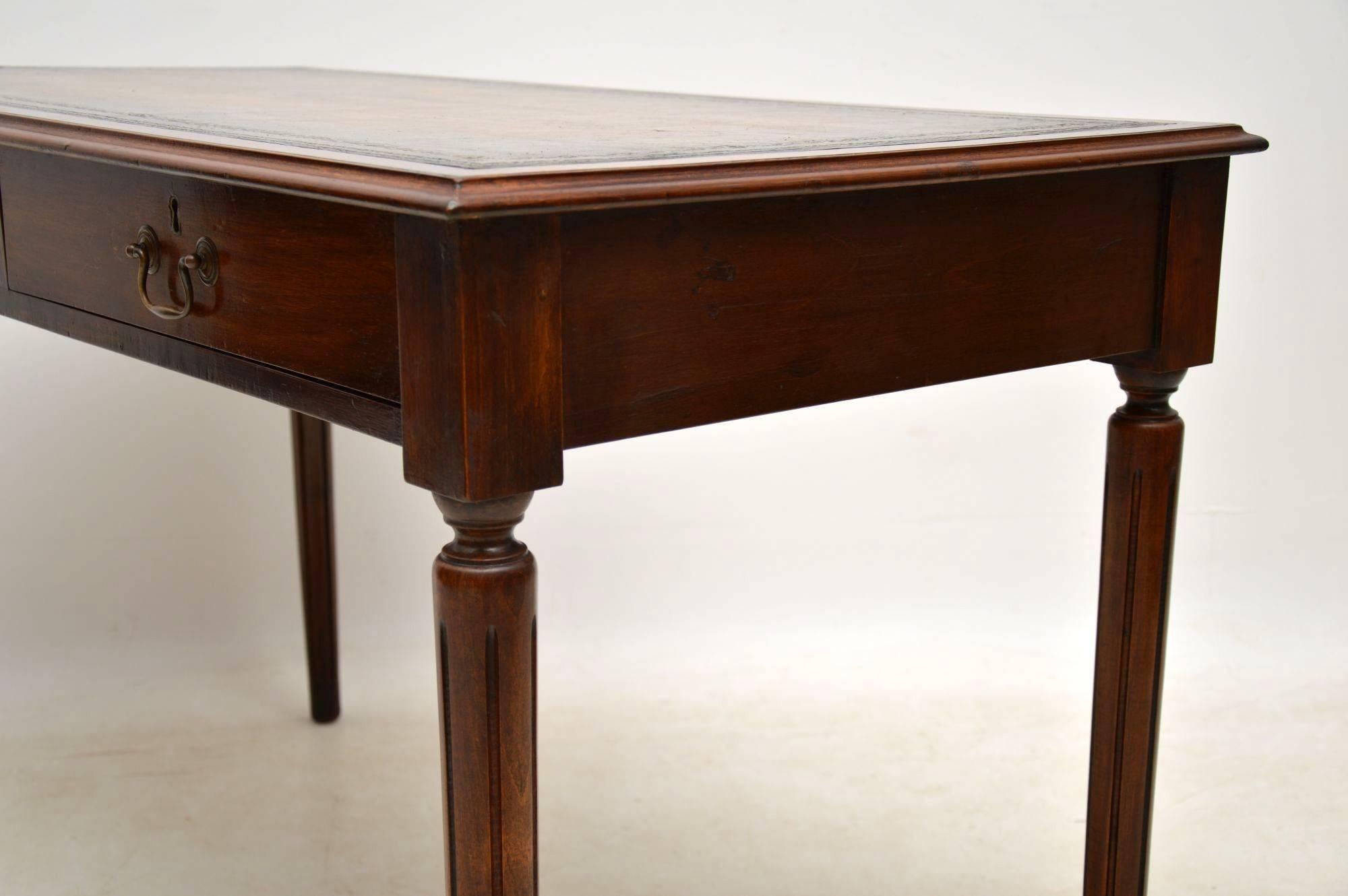 Antique Mahogany Leather Top Writing Table 3