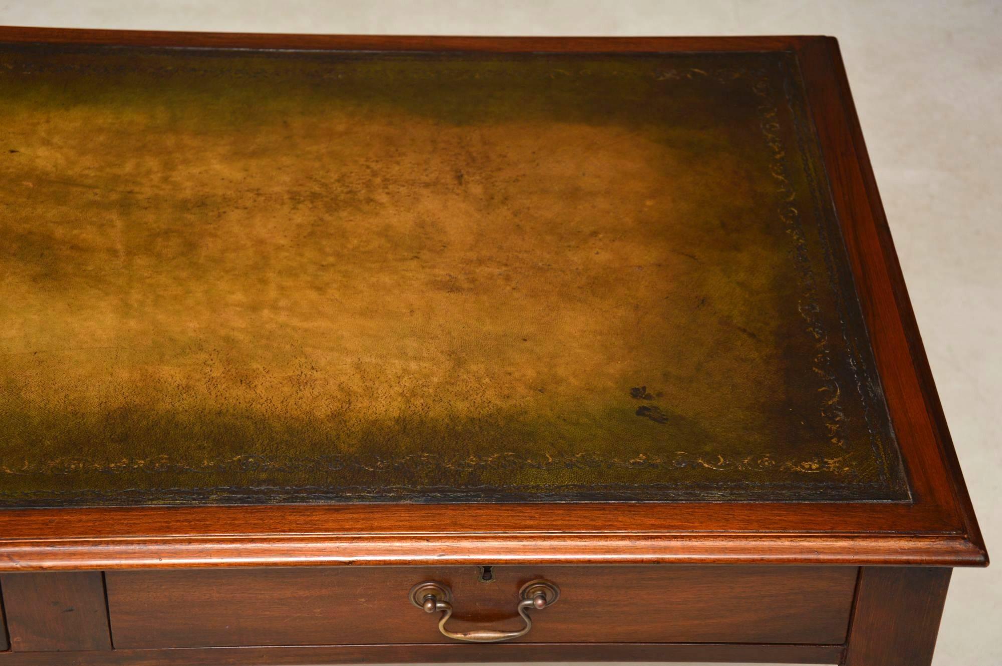 Late 19th Century Antique Mahogany Leather Top Writing Table