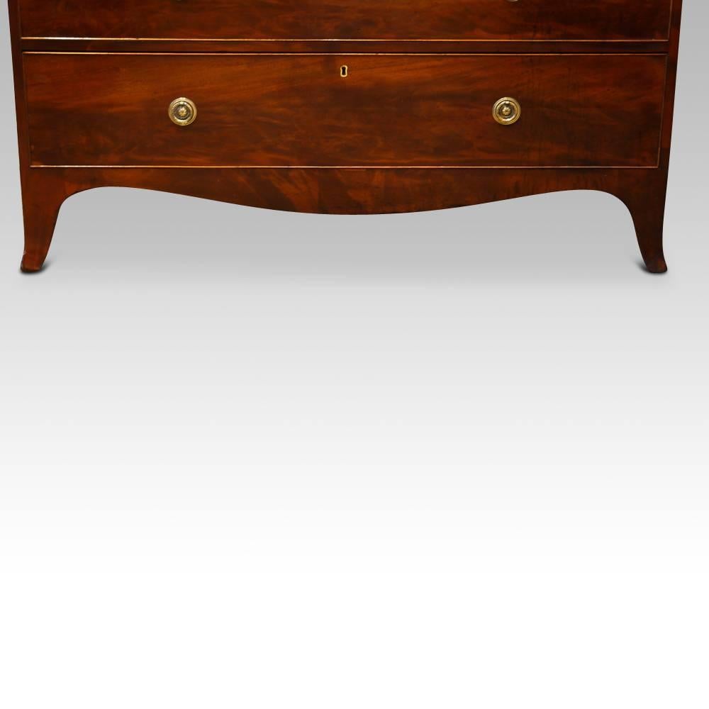 Antique mahogany linen press.
We are pleased to offer you this antique mahogany linen press.
This linen press was made circa 1830.
The cabinet maker would have spent time choosing the fine flame mahogany to use on the panel doors.
The panelled