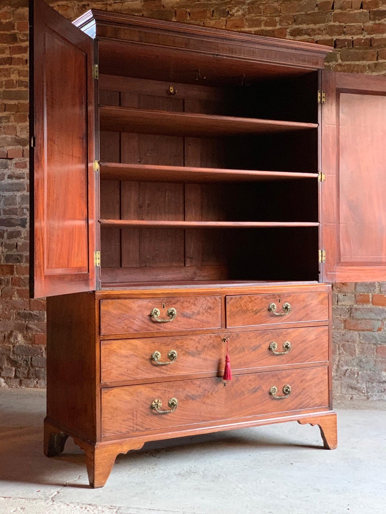 Antique Mahogany Linen Press Wardrobe Armoire III 18th Century circa 1780 at 1stDibs