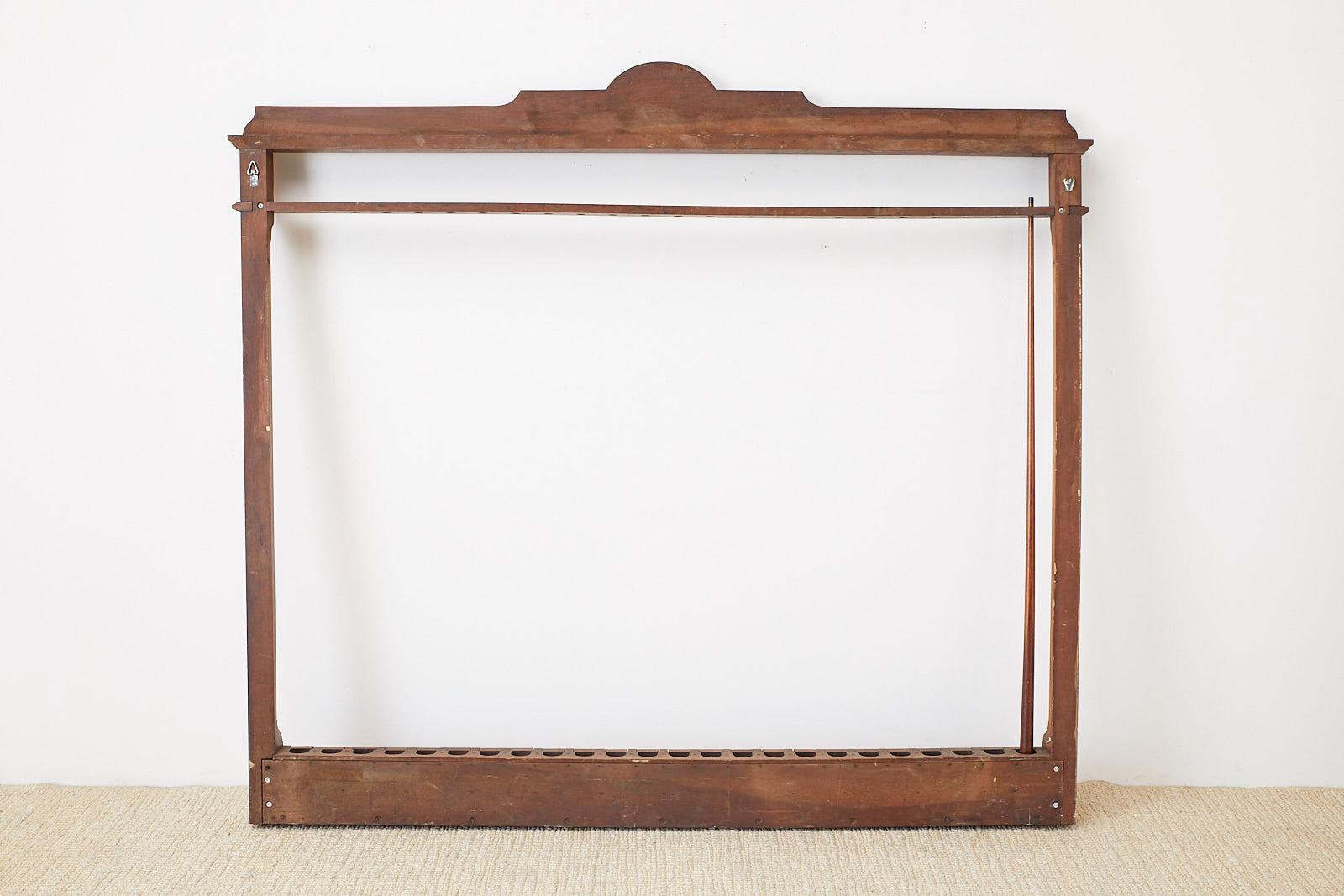 Antique Mahogany Locking Billiards or Pool Cue Rack 1
