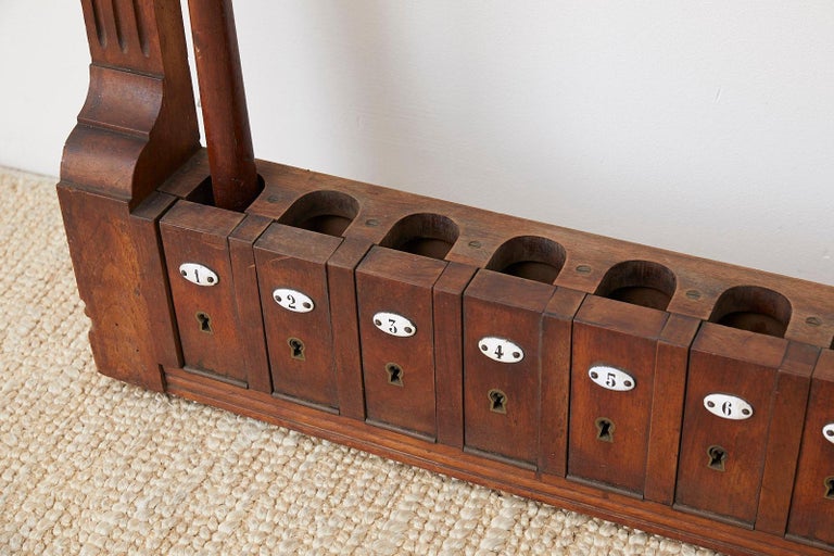 Antique Mahogany Locking Billiards or Pool Cue Rack at 1stDibs