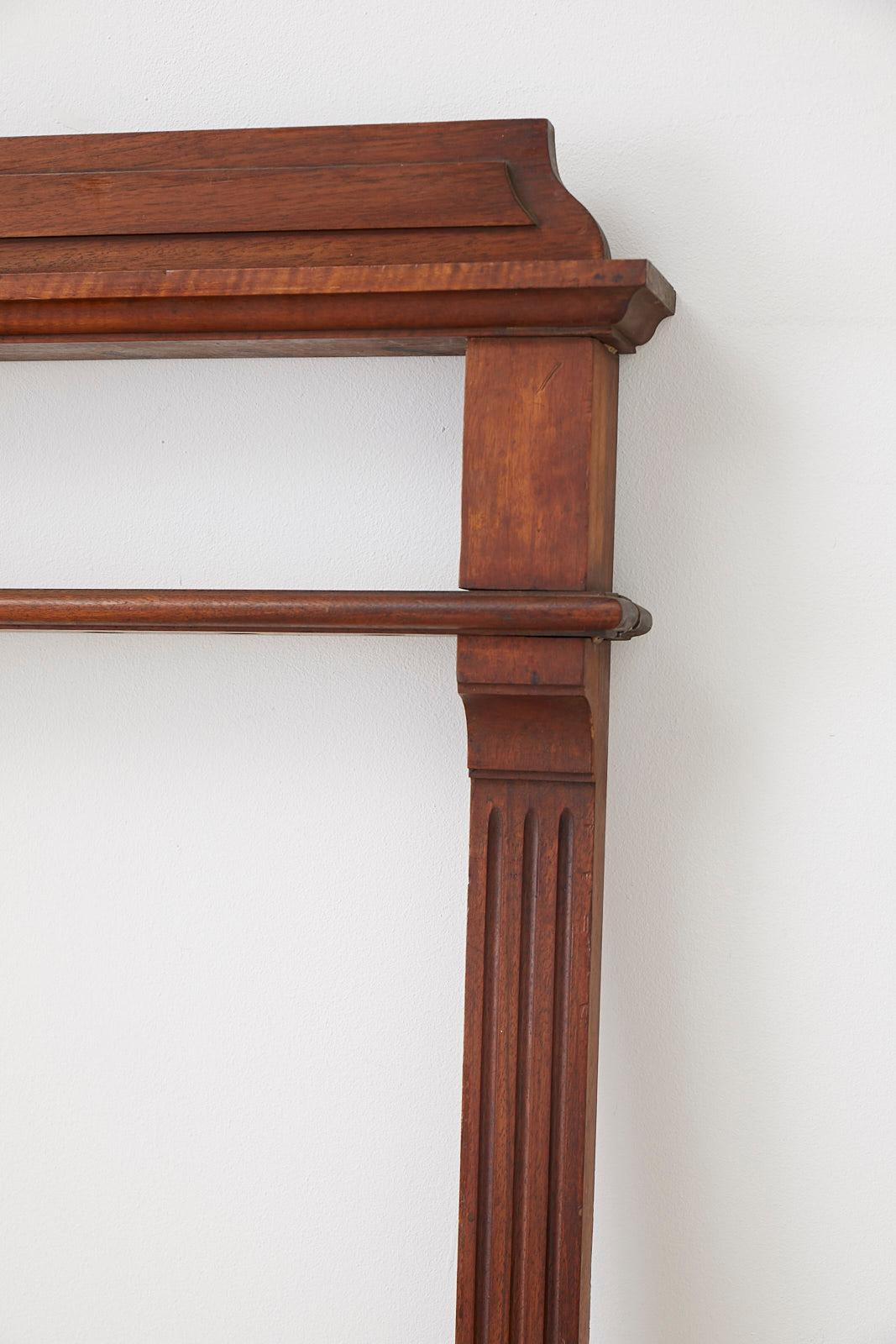Hand-Crafted Antique Mahogany Locking Billiards or Pool Cue Rack