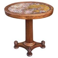 Antique Mahogany Marble Topped Lamp Victorian English Side Occasional Table 19Ct