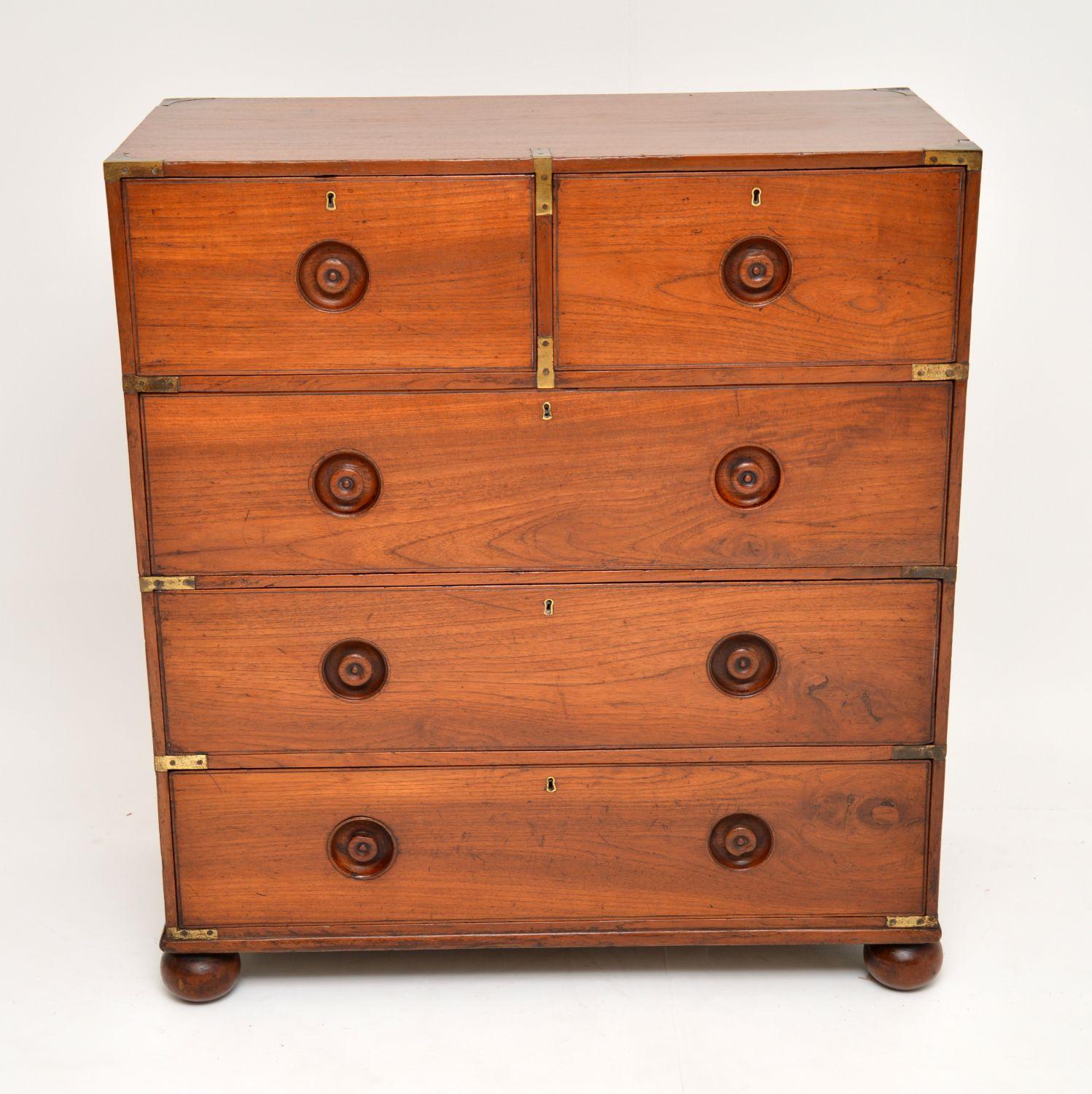 William IV Antique Mahogany Military Campaign Chest of Drawers