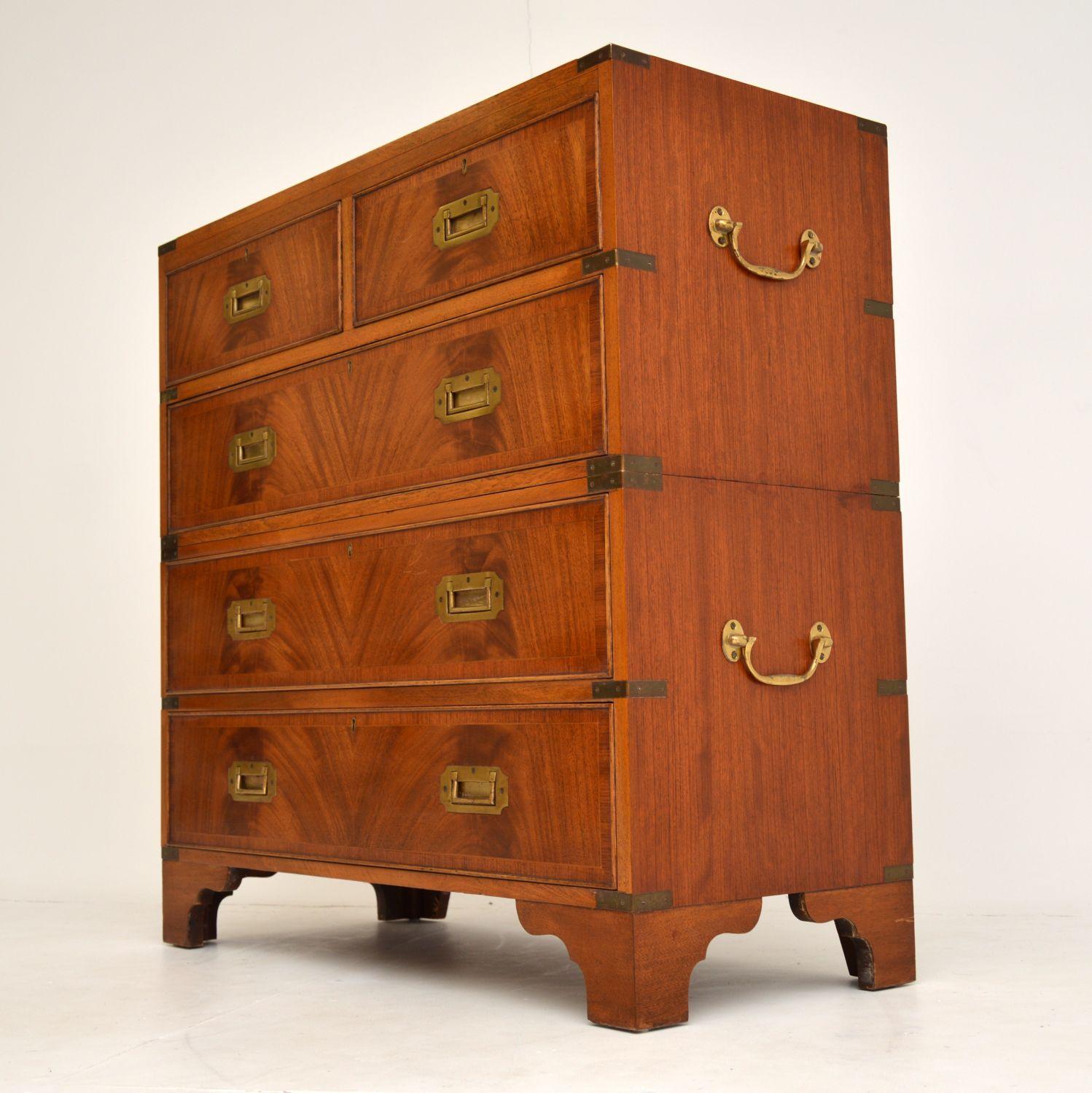 Antique Mahogany Military Campaign Chest of Drawers In Good Condition In London, GB