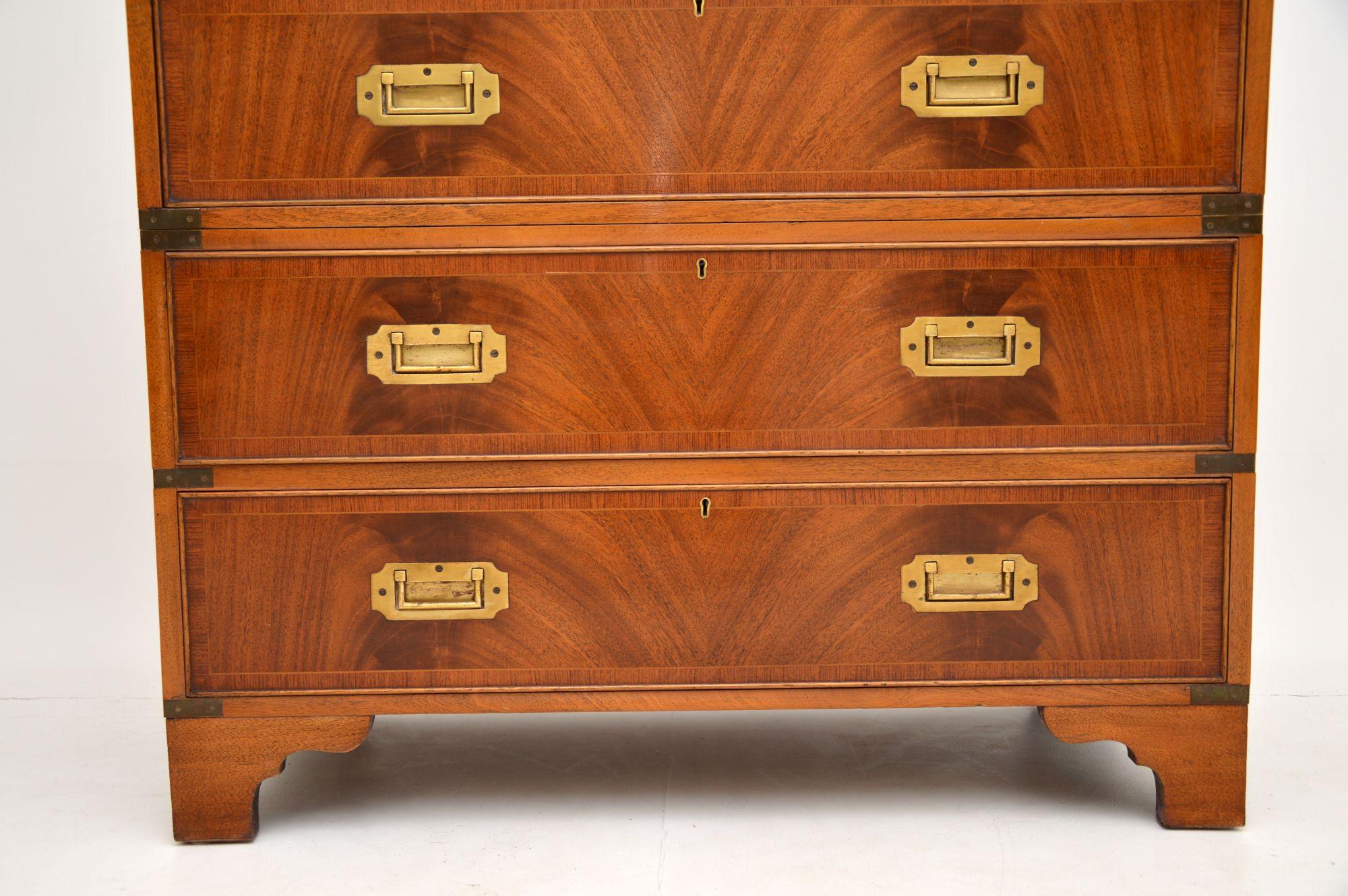 Antique Mahogany Military Campaign Chest of Drawers 4