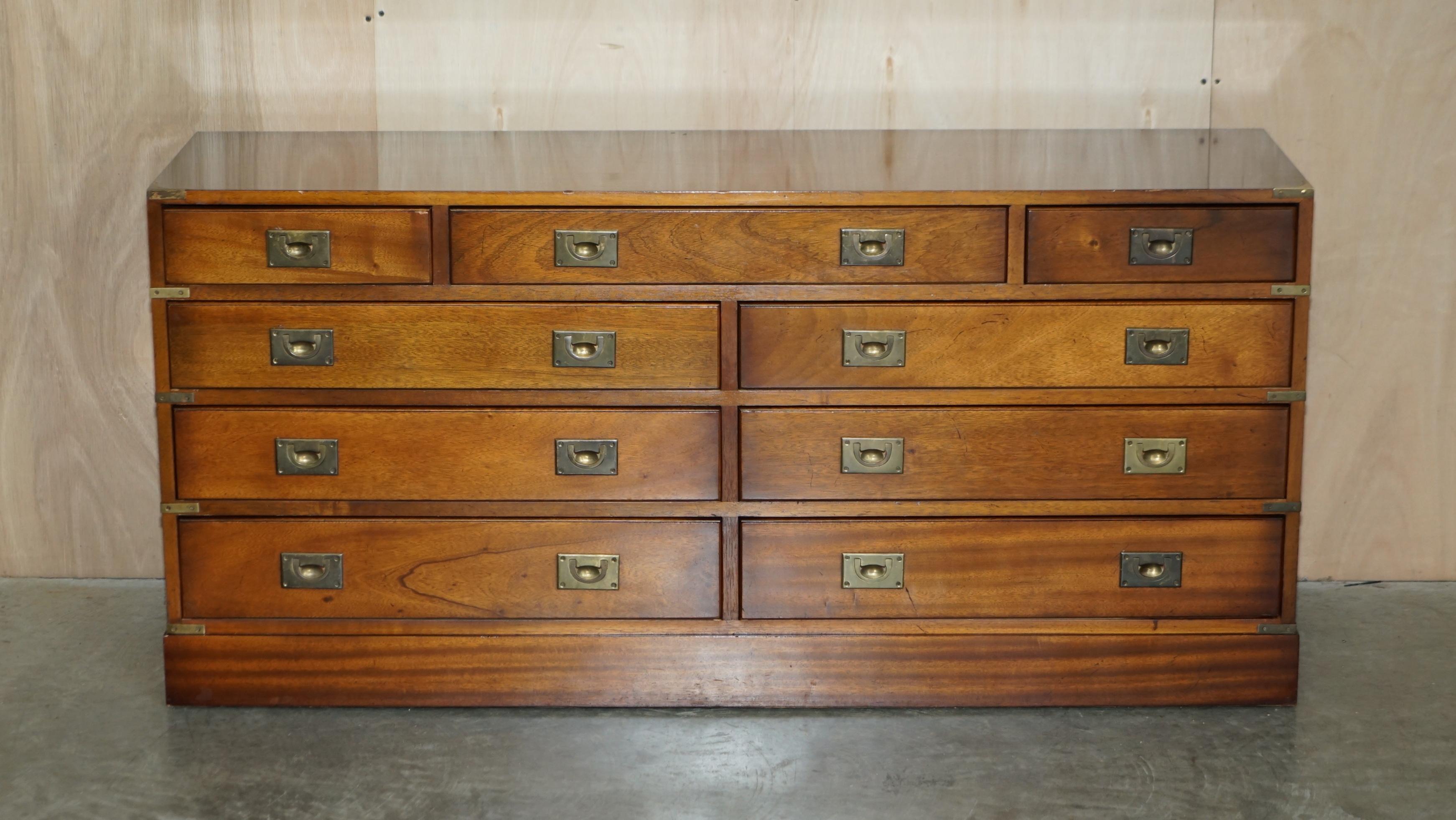 We are delighted to offer for sale this lovely vintage Military Campaign, mahogany and brass sideboard

A very well made and decorative piece, these campaign sideboards are highly collectable and very useful pieces of furniture, who can’t use a