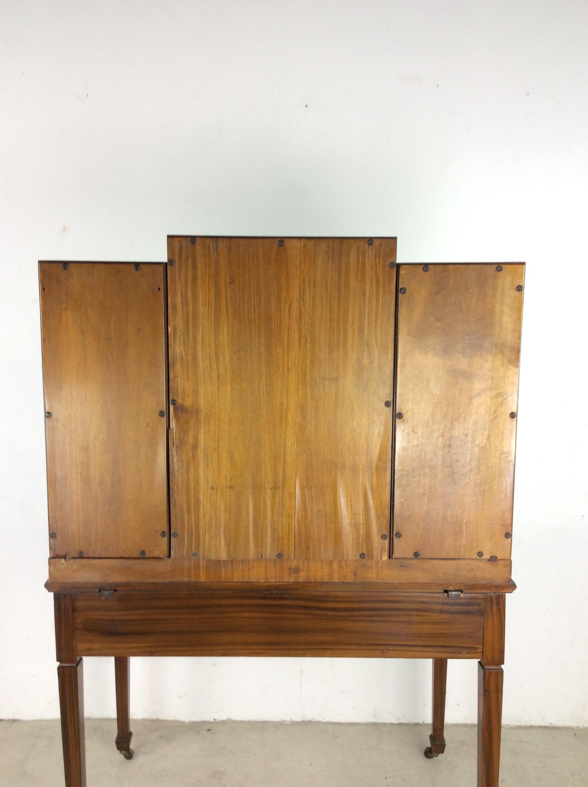 Antique Mahogany Mirrored Vanity with Caned Seat For Sale 9