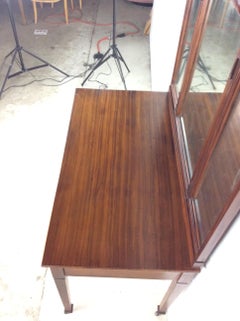 Antique Mahogany Mirrored Vanity with Caned Seat