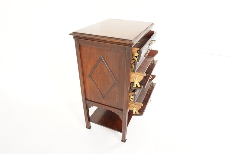 Antique Walnut Music Cabinet, 6 Drawer Sheet Music Cabinet, 1910s, B2201 1
