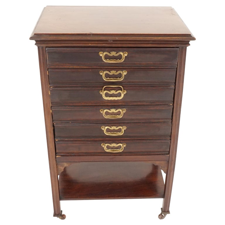 Antique Mahogany Music 6 Drawer Sheet Music 1910s