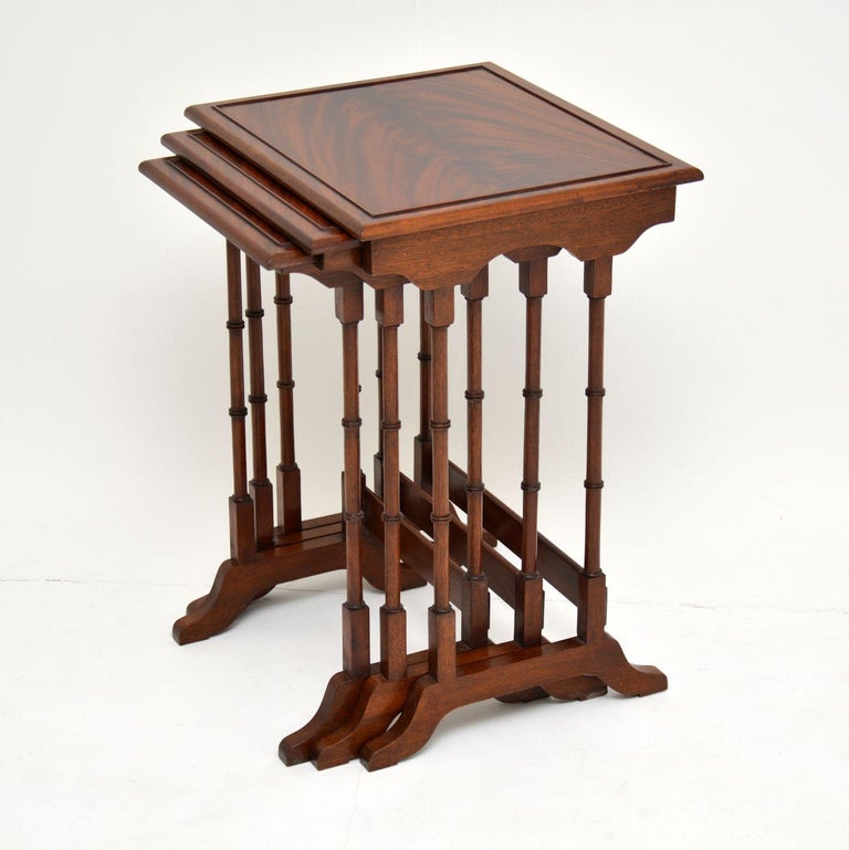 Antique Mahogany Nest of Three Tables at 1stDibs