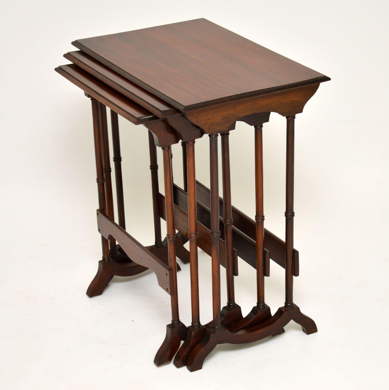Edwardian Antique Mahogany Nest of Three Tables