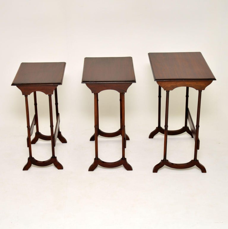 Antique Mahogany Nest of Three Tables For Sale at 1stDibs