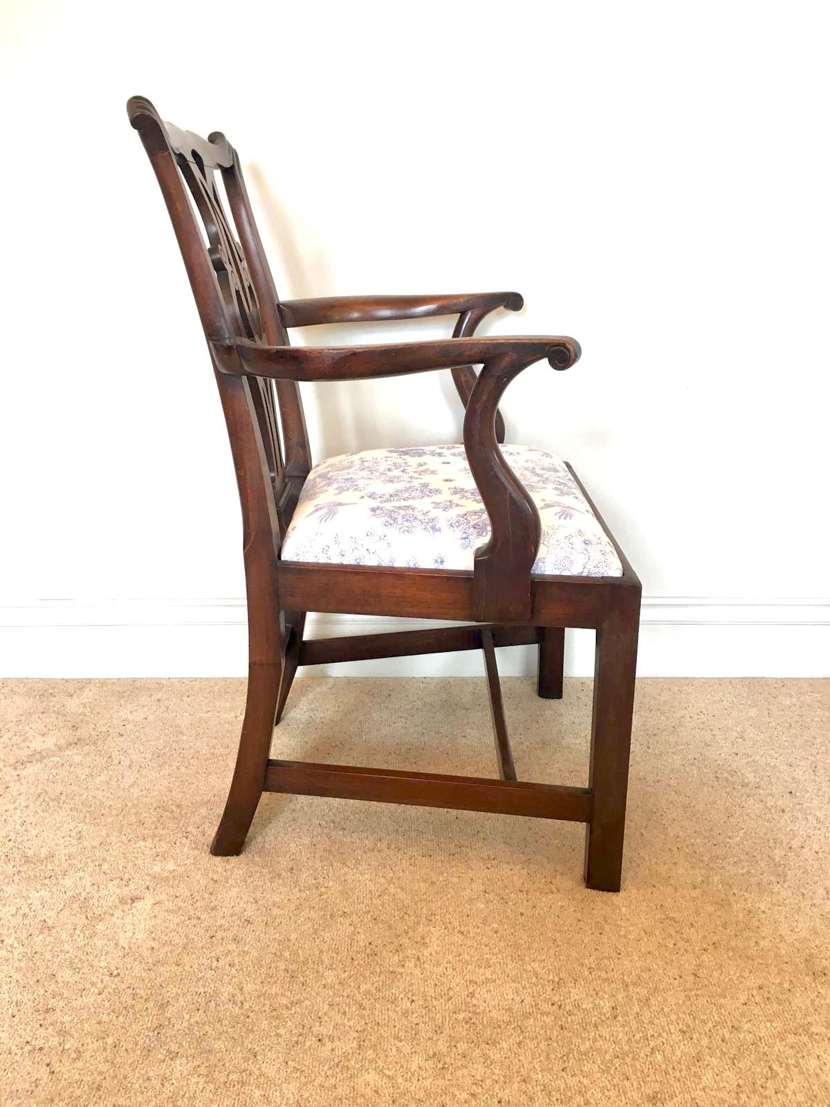 Victorian Antique Mahogany Open Arm Desk Chair For Sale