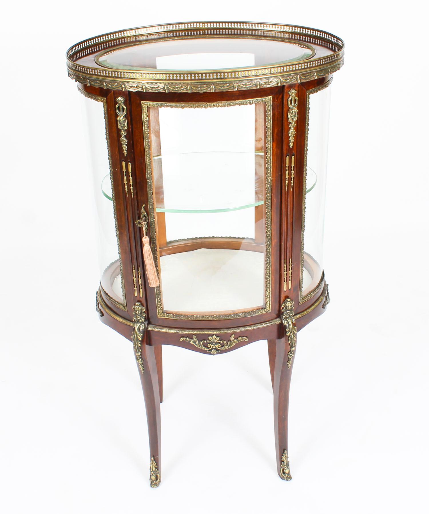 Late 19th Century Antique Mahogany Ormolu Mounted Bijouterie Display Cabinet, 19th Century