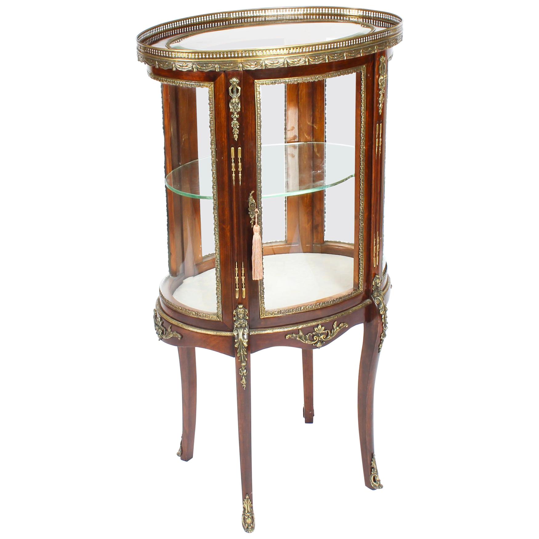 Antique Mahogany Ormolu Mounted Bijouterie Display Cabinet, 19th Century