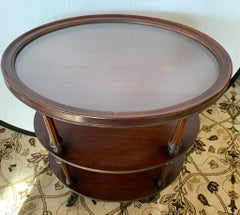 Antique Mahogany Oval Tiered Drinks Tea Trolley End Table