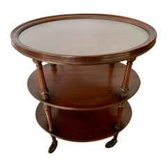 Antique Mahogany Oval Tiered Drinks Tea Trolley End Table