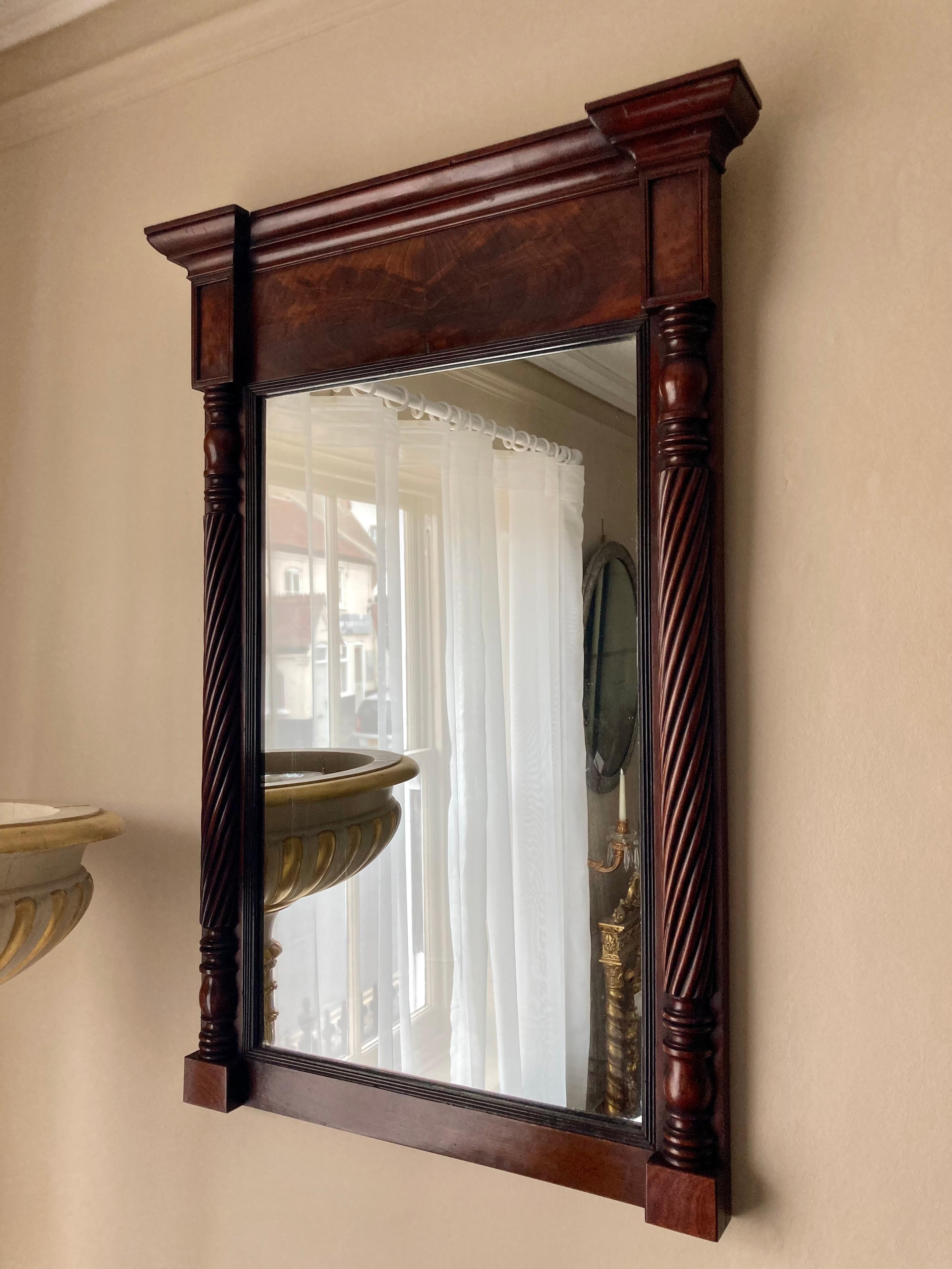19th Century Antique Mahogany Overmantle Pier Mirror