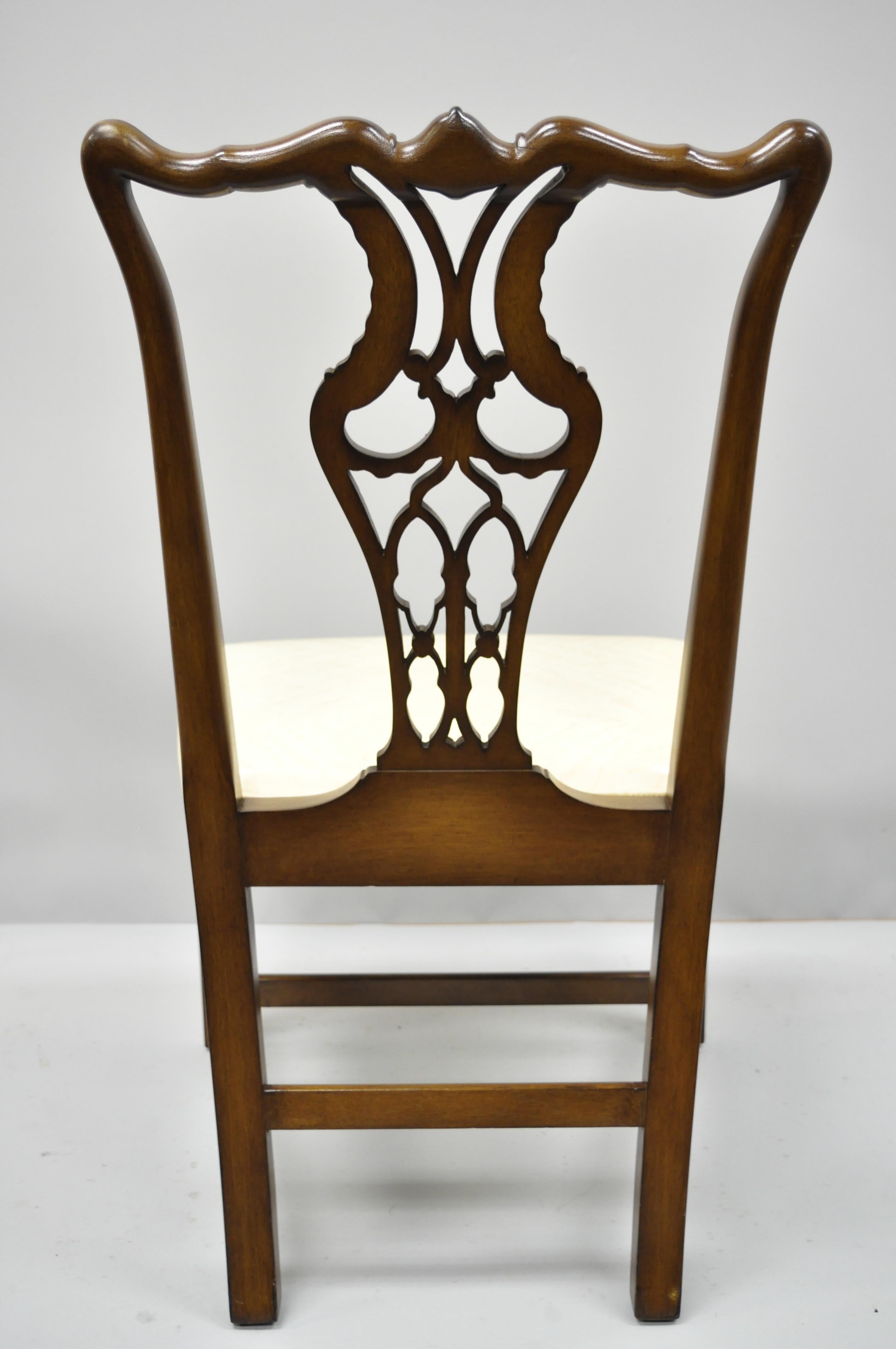 Antique Mahogany Pagoda Carved Chinese Chippendale Style Dining Chairs Set of 4 4