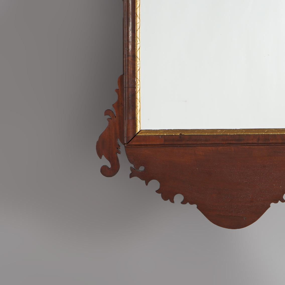 Antique Mahogany Parcel Gilt Chippendale Wall Mirror 19th C For Sale 2