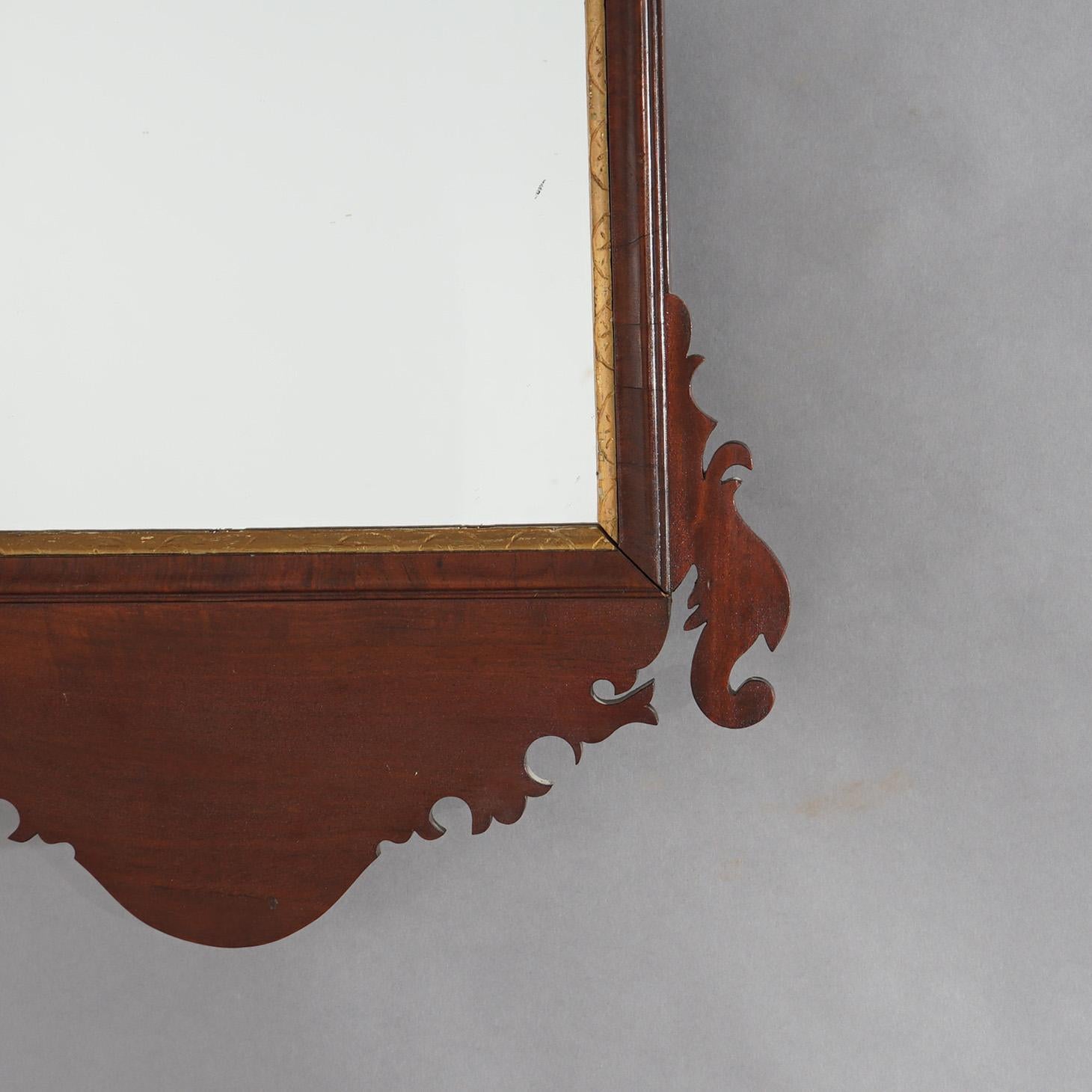Antique Mahogany Parcel Gilt Chippendale Wall Mirror 19th C For Sale 3