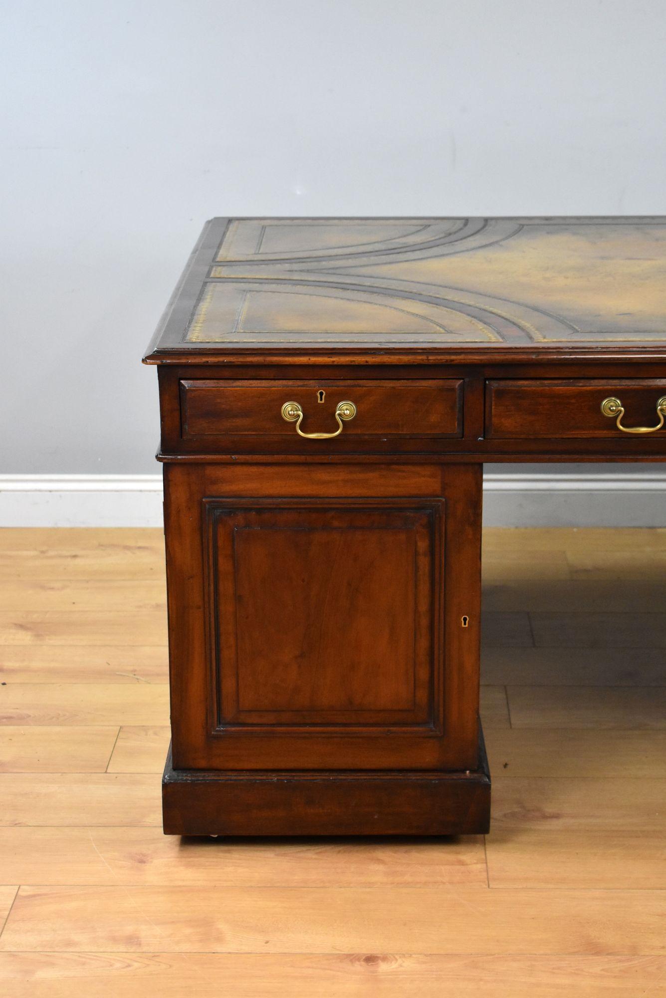Antique Mahogany Partners Desk 4