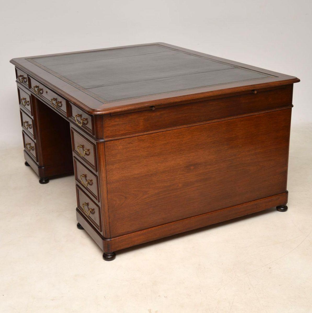 Late 19th Century Antique Mahogany Partners Desk