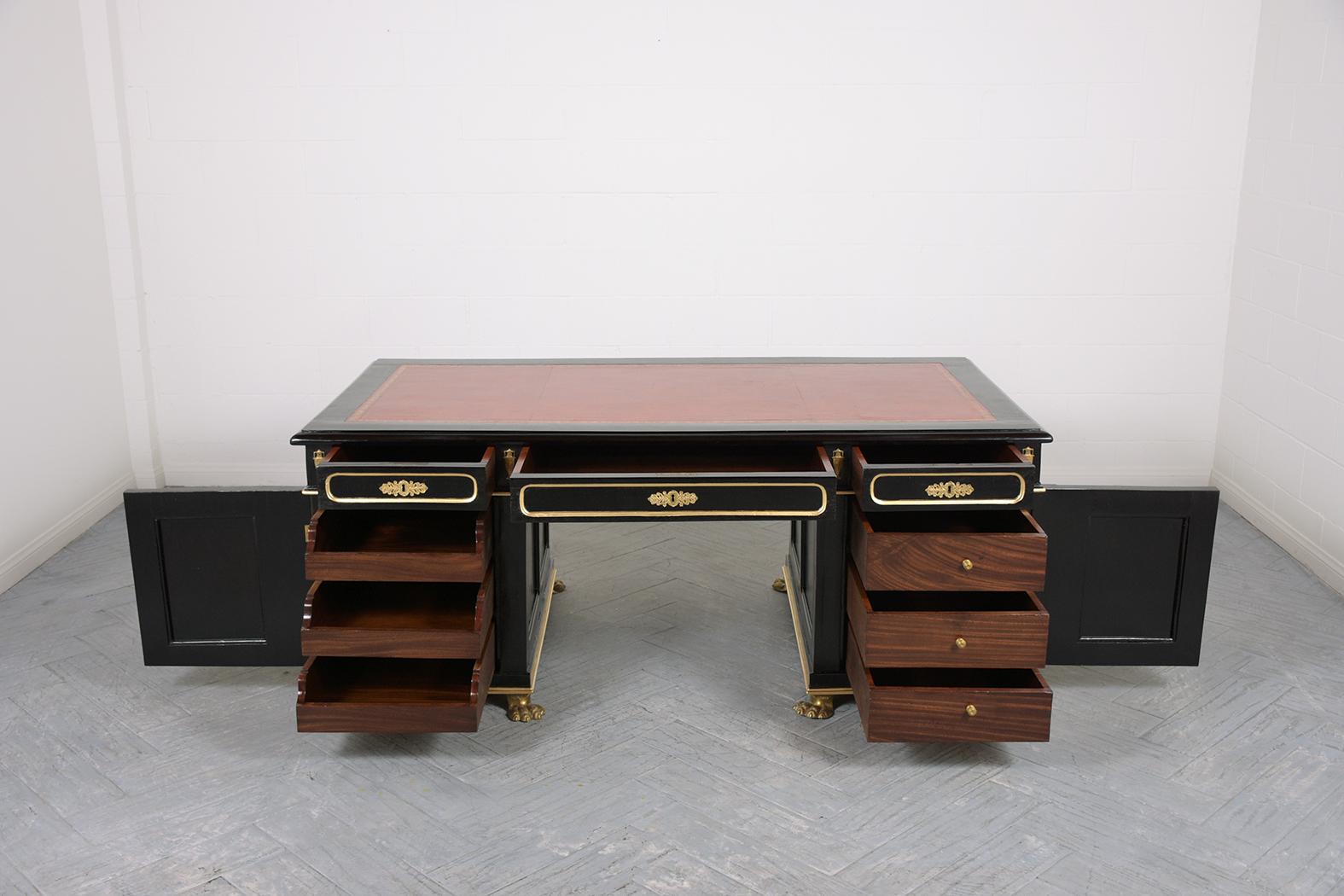 Ebonized Antique Mahogany Partners Desk
