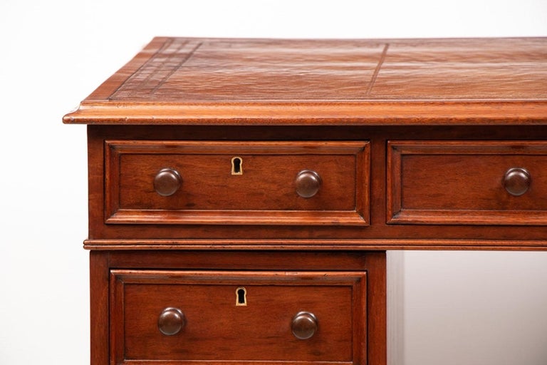 Antique Mahogany Pedestal Desk by John Dooly and Sons, Dublin at 1stDibs