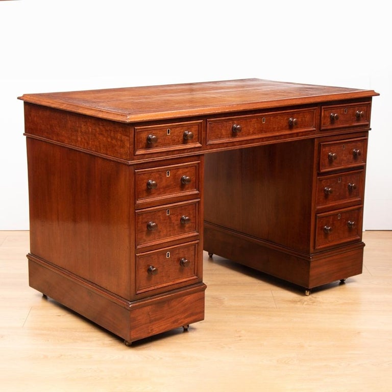Antique Mahogany Pedestal Desk by John Dooly and Sons, Dublin at 1stDibs