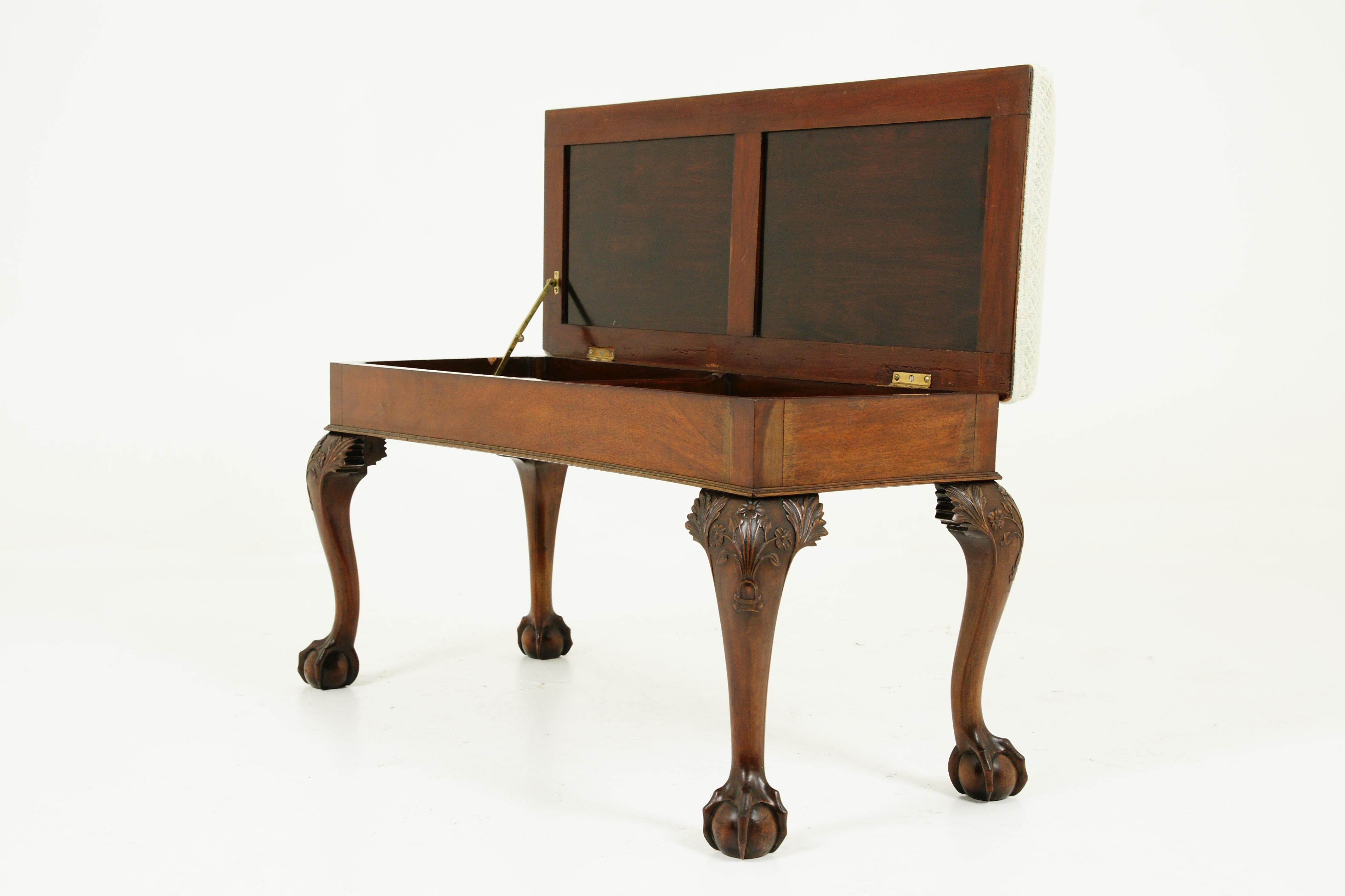 Antique Mahogany Piano, Music Duet Stool, Scotland 1920, B2429 4