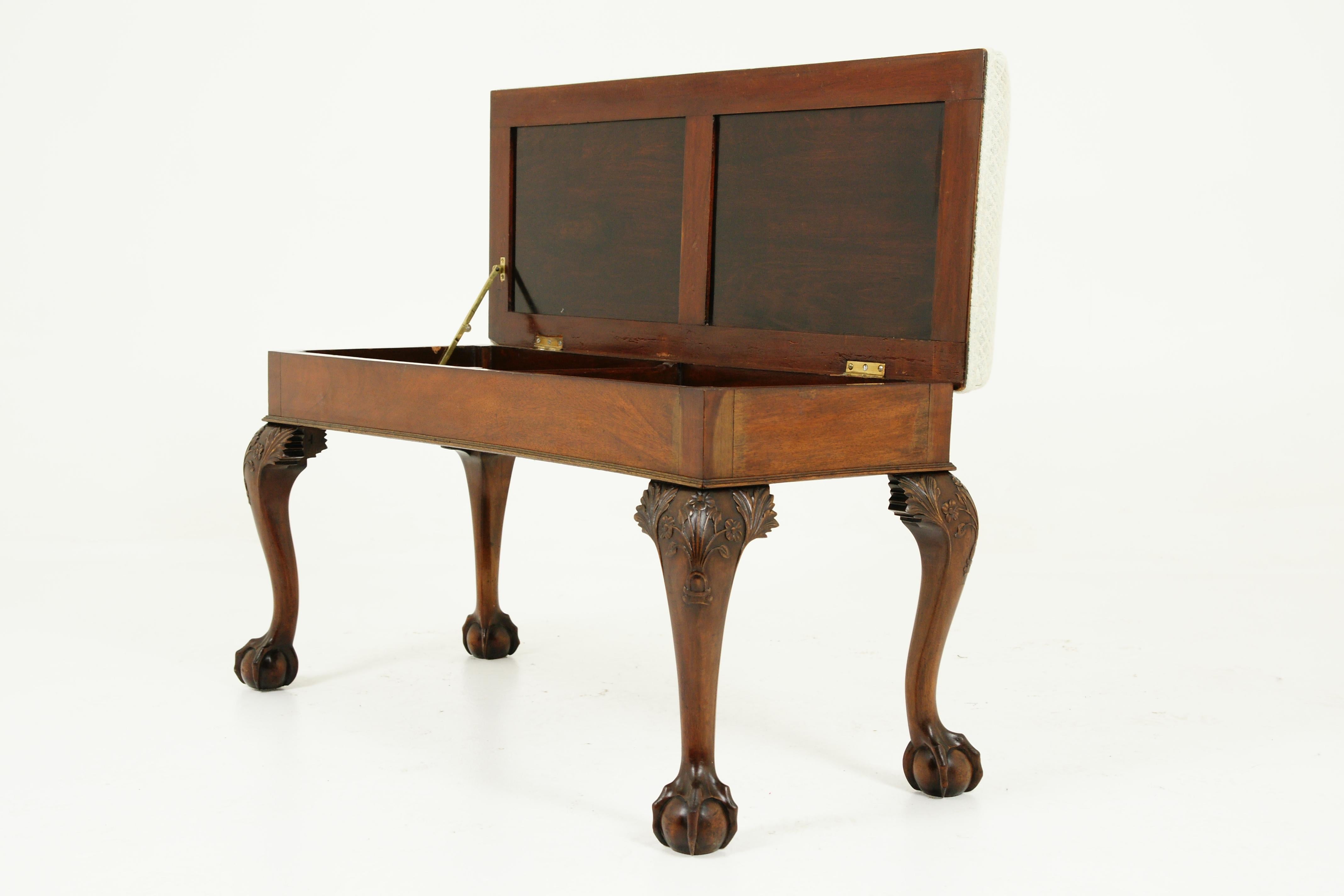 Antique Mahogany Piano, Music Duet Stool, Scotland 1920, B2429 1