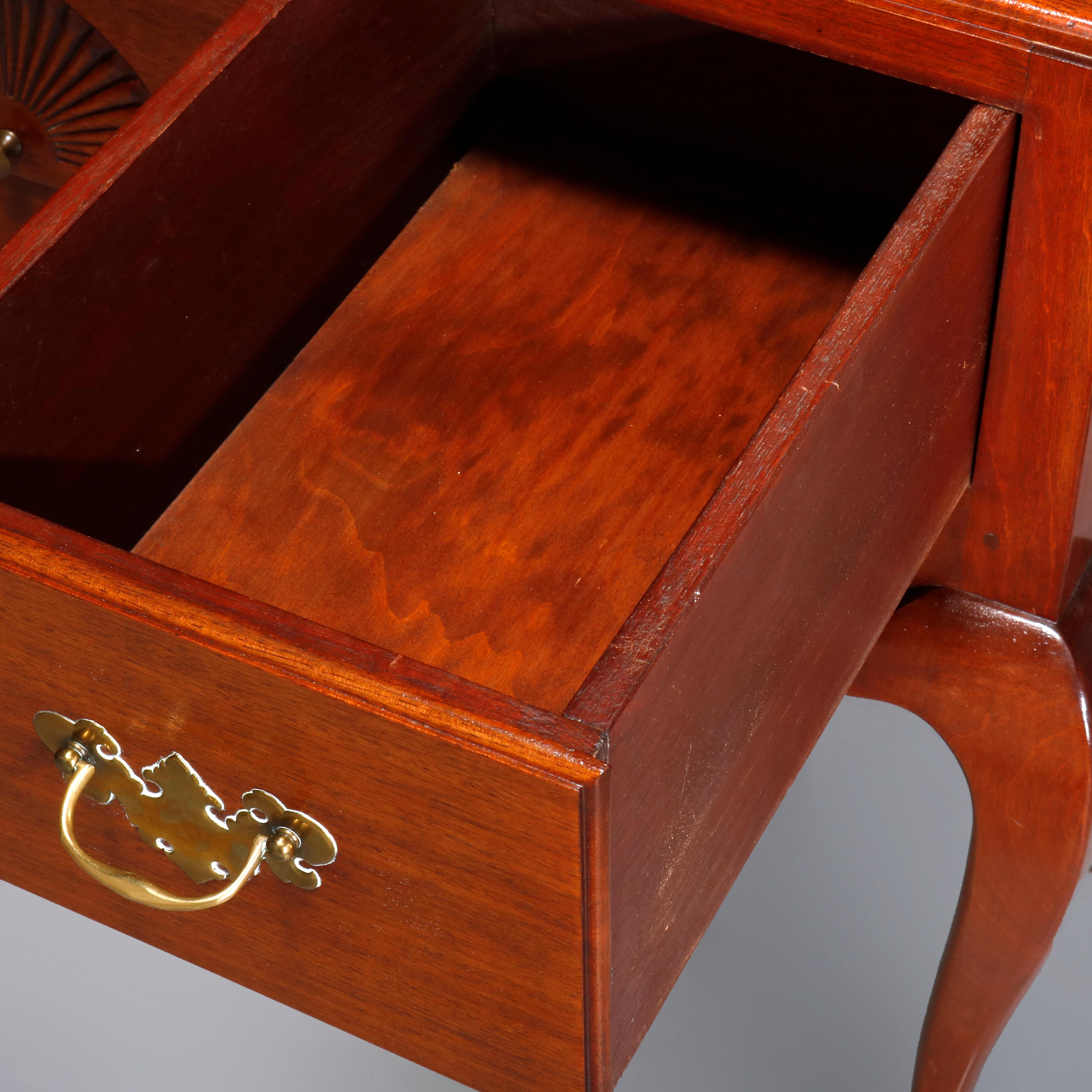 Brass Antique Mahogany Queen Anne Tall Chest on Chest by Copenhaver's Furniture