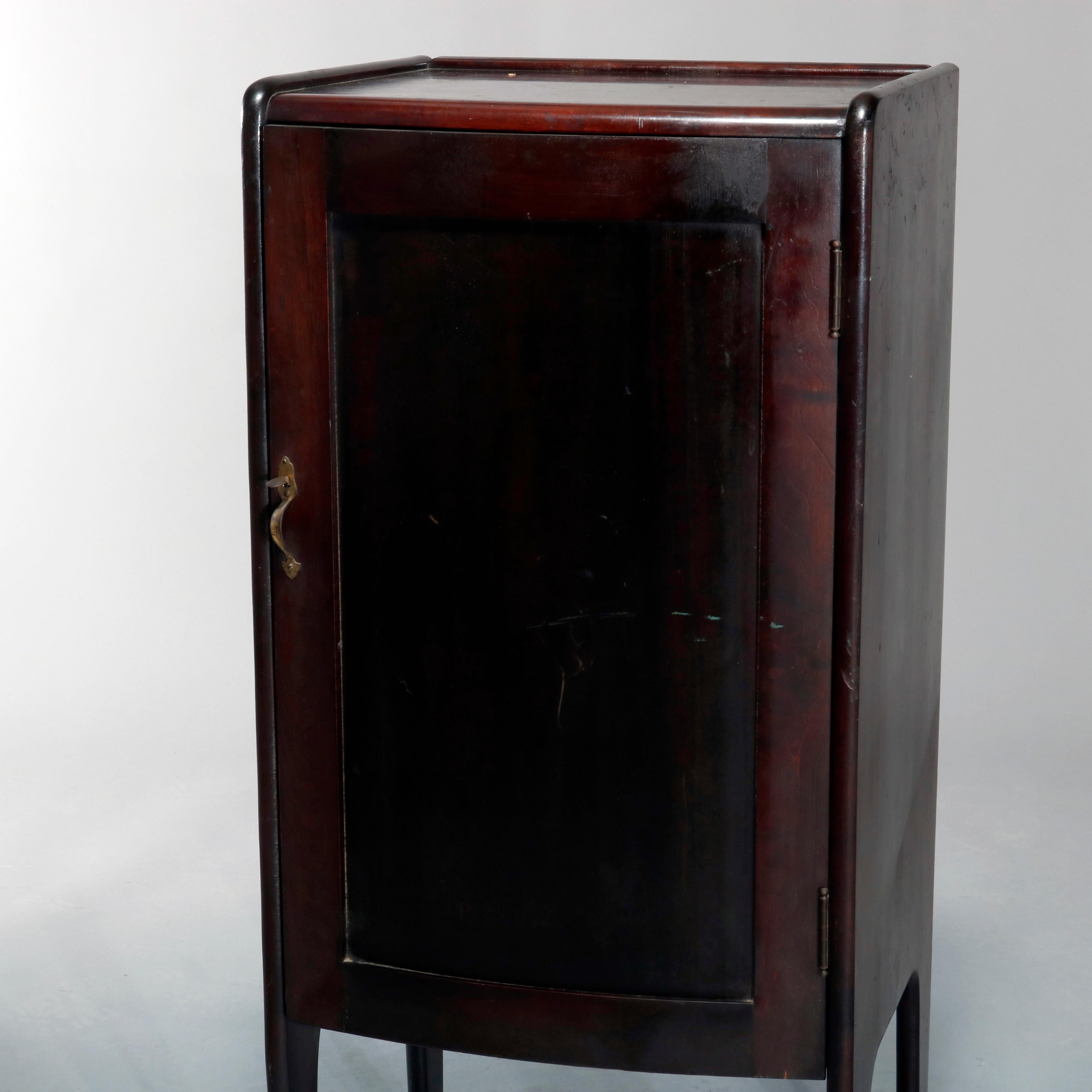 Antique Mahogany Record Cabinet & Vinyl Records, Circa 1910 In Good Condition In Big Flats, NY