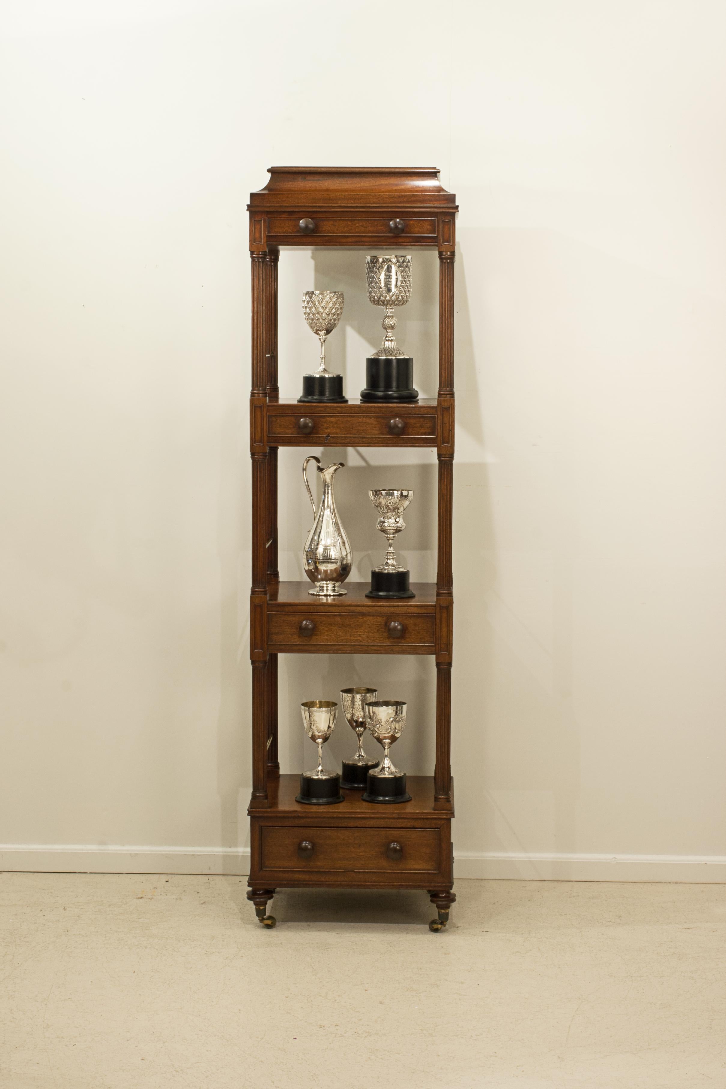 English Antique Mahogany Regency Etagere, What Not For Sale