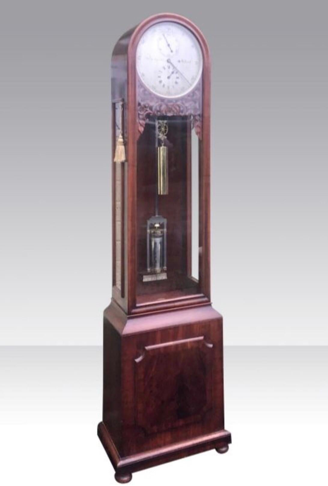 Antique Mahogany Regulator Longcase Clock by Steel of Belfast, Harrisons Works 4