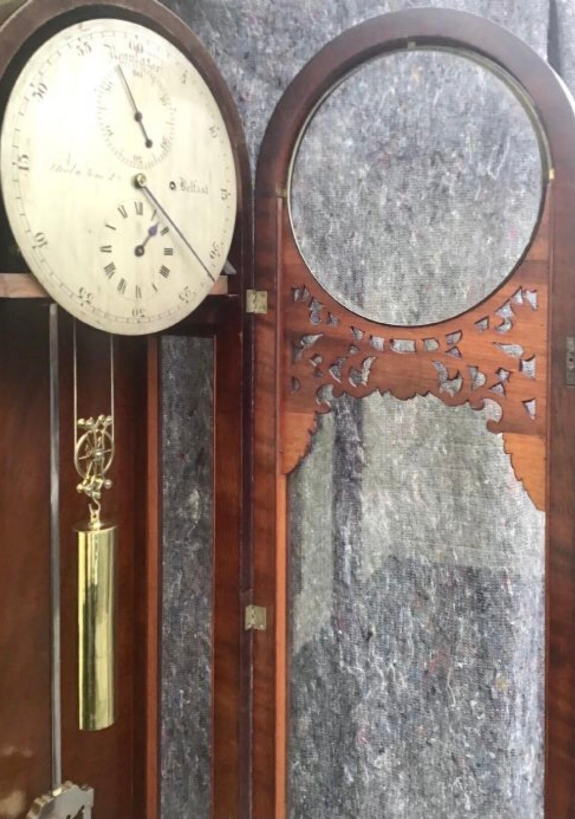 Antique Mahogany Regulator Longcase Clock by Steel of Belfast, Harrisons Works 9