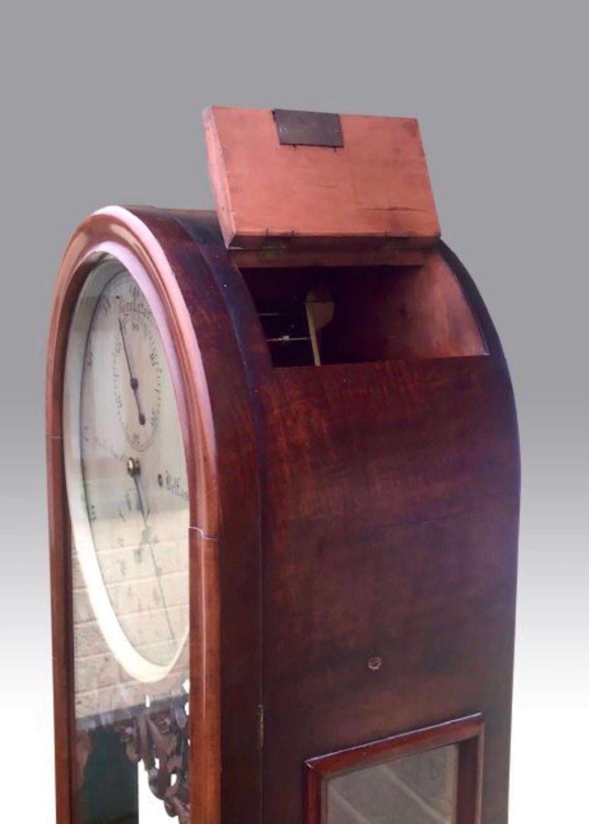 Antique Mahogany Regulator Longcase Clock by Steel of Belfast, Harrisons Works 10