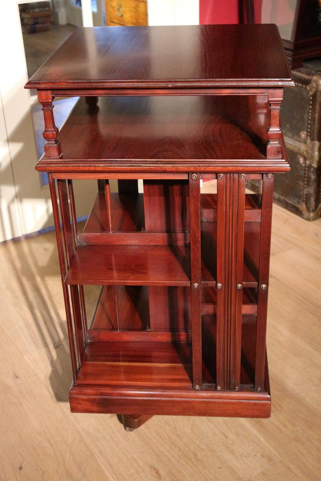 English Antique Mahogany Revolving Bookcase