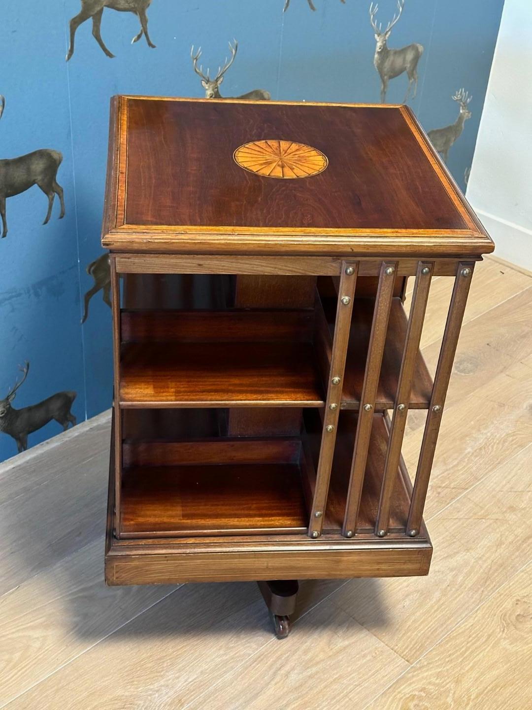 Antique mahogany revolving bookcase 3