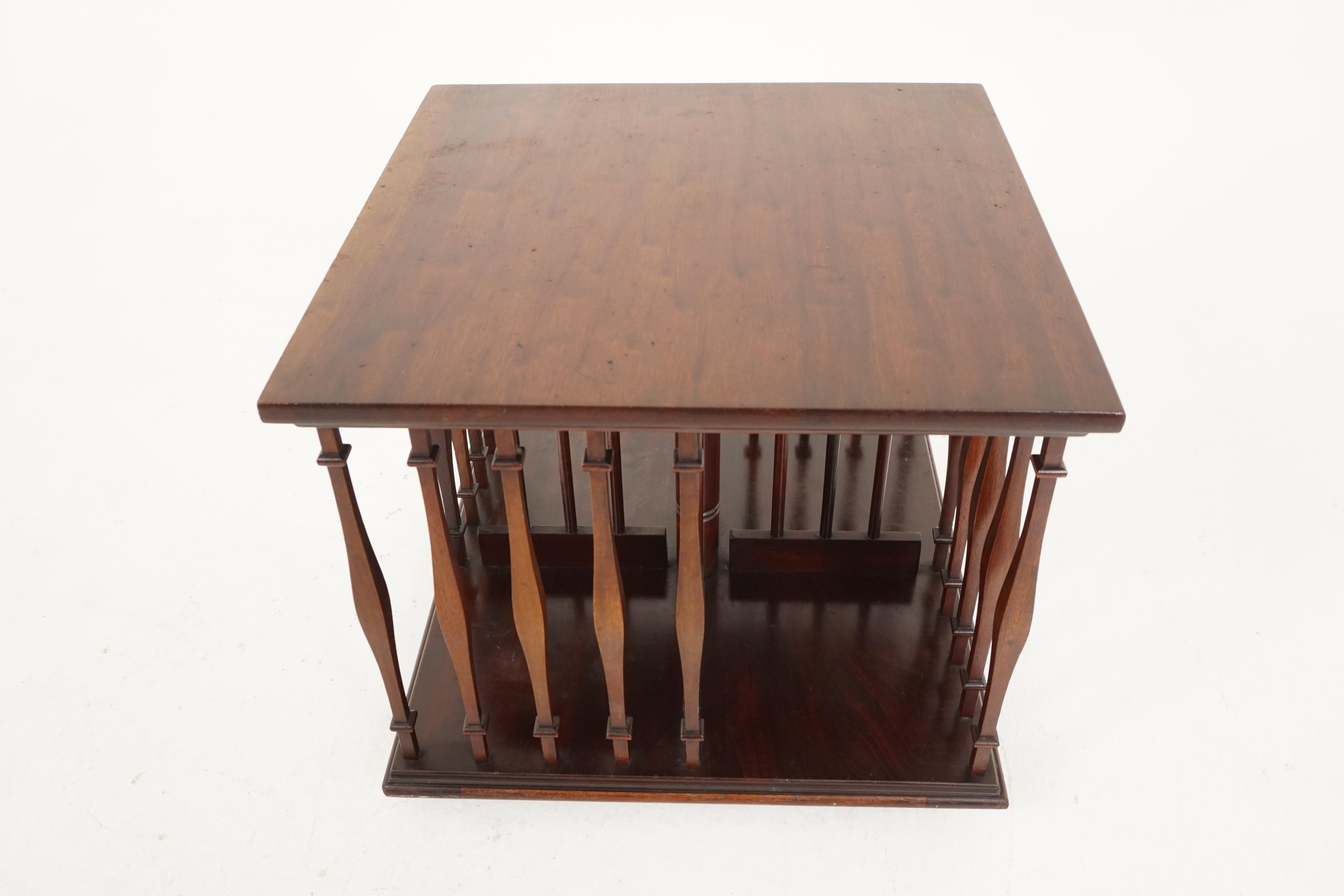 Hand-Crafted Antique Walnut Revolving Bookcase, Tabletop Bookcase, Scotland 1910, B2202