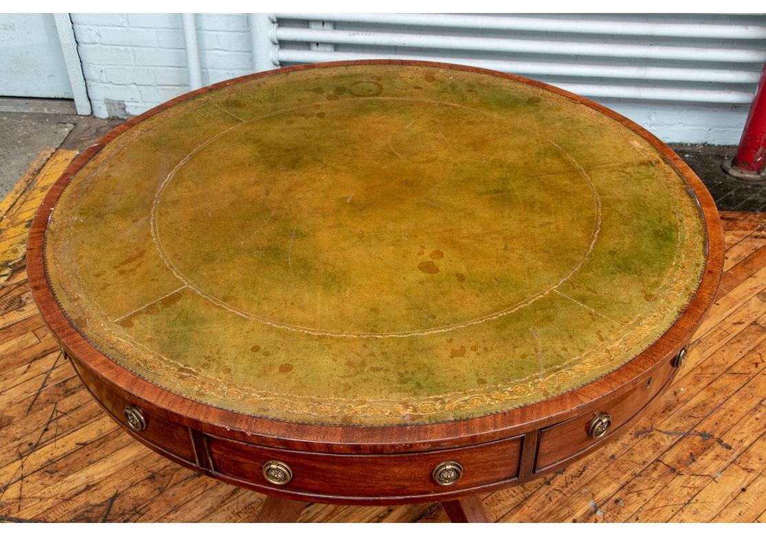 Antique Mahogany Revolving Leather Top Banker’s Table at 1stDibs