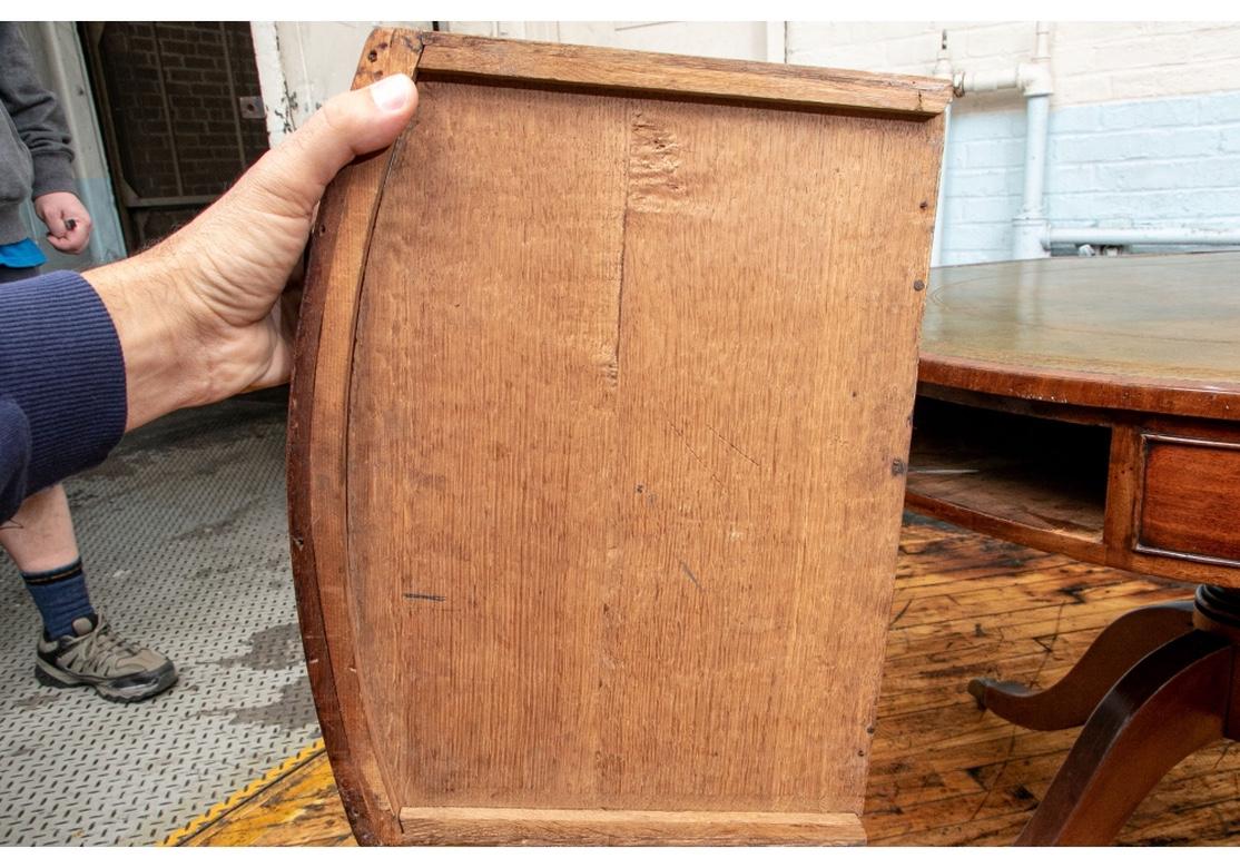 Antique Mahogany Revolving Leather Top Banker’s Table In Distressed Condition In Bridgeport, CT