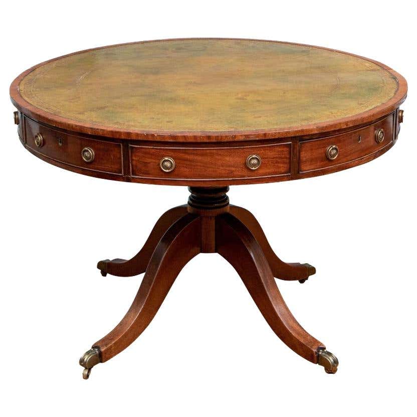 Antique Mahogany Revolving Leather Top Banker’s Table at 1stDibs ...