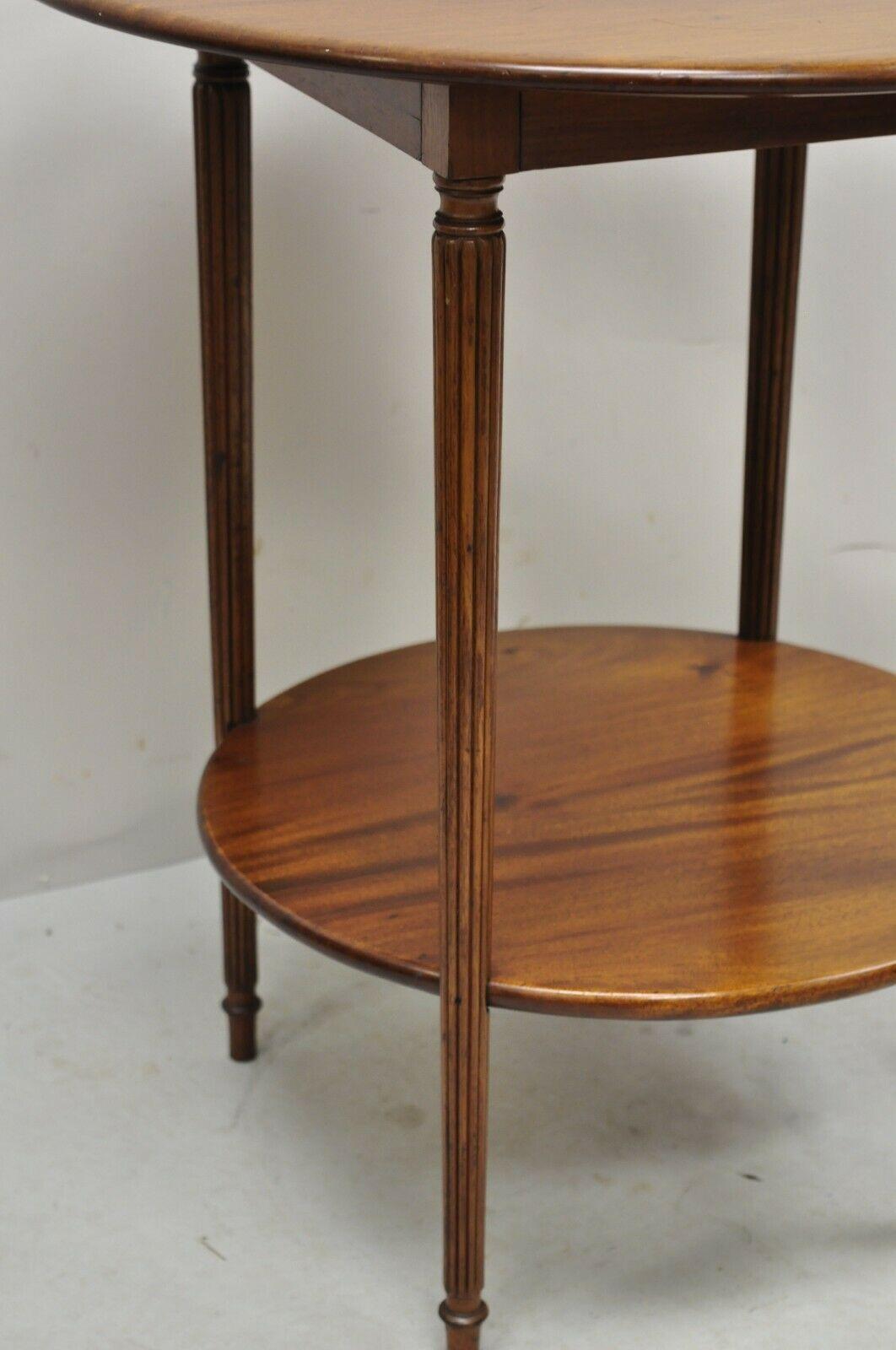 American Antique Mahogany Round 2 Tier Sheraton Accent Lamp Side Table