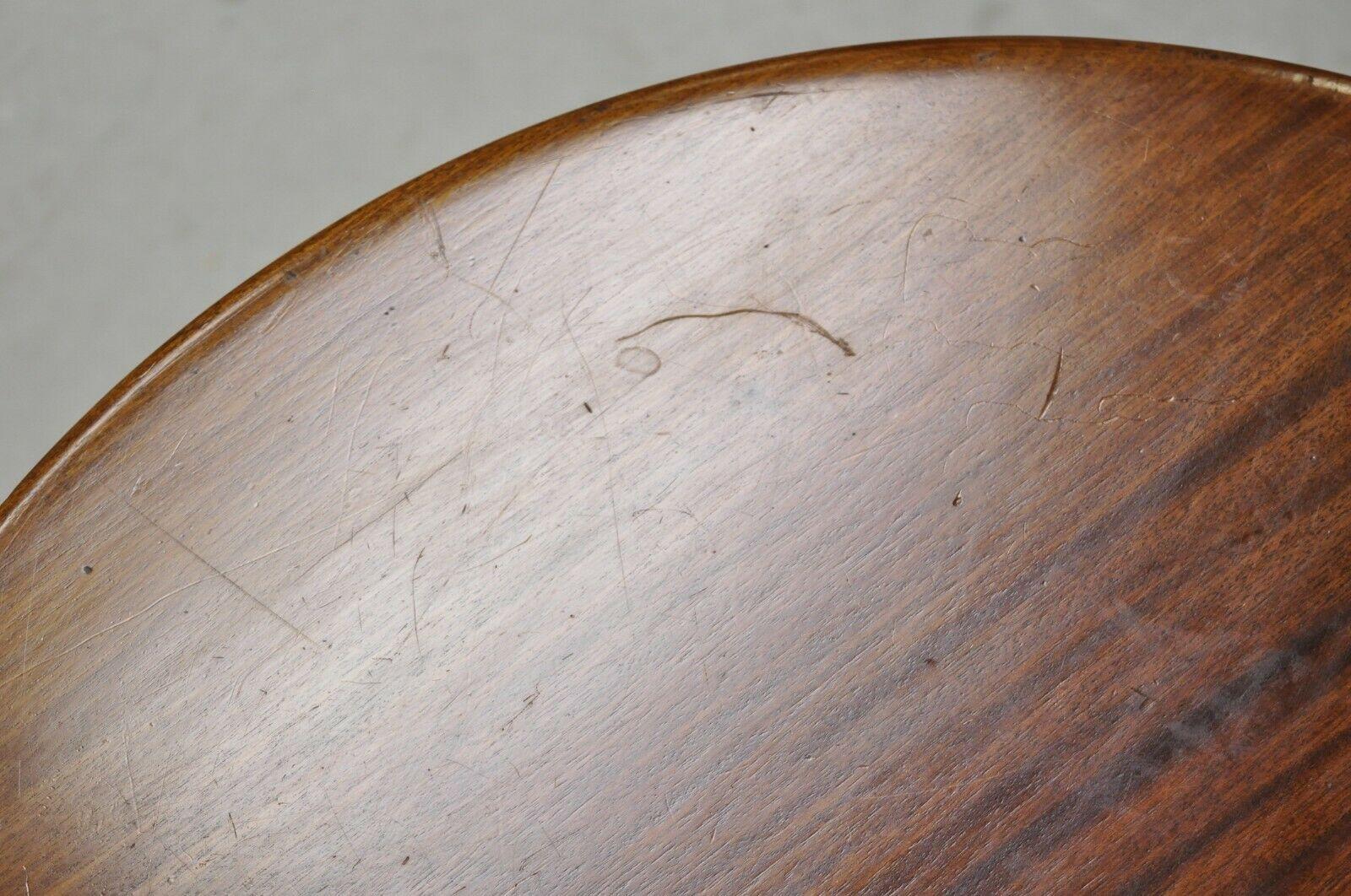 Antique Mahogany Round 2 Tier Sheraton Accent Lamp Side Table 1